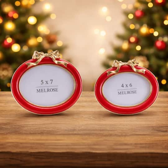 Melrose Red Oval Bow Photo Frames Set